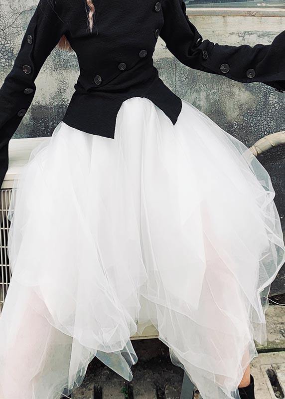 Beautiful Black asymmetrical design Patchwork Skirts Summer