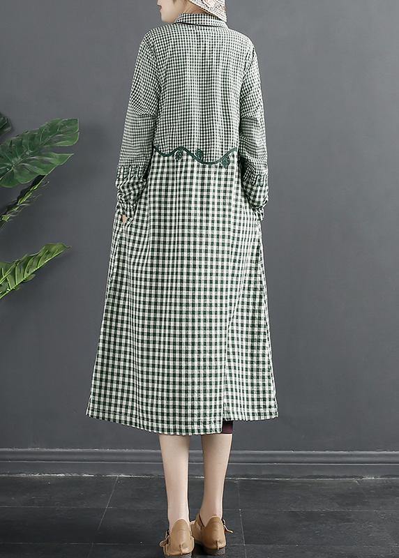 Beautiful Green Plaid Patchwork Plus Size Dress