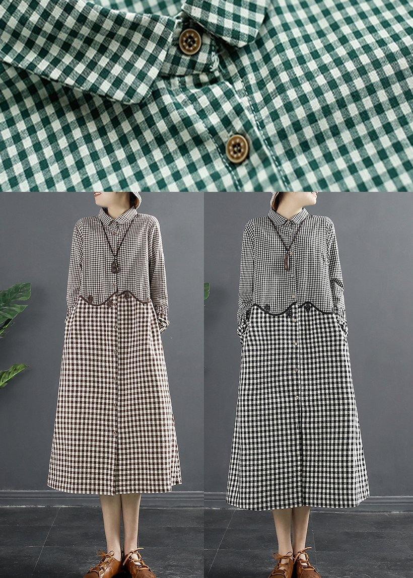 Beautiful Green Plaid Patchwork Plus Size Dress