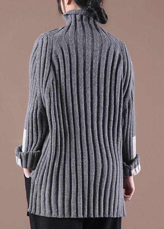 Beautiful Grey Turtleneck Side open Fall Cozy Sweater