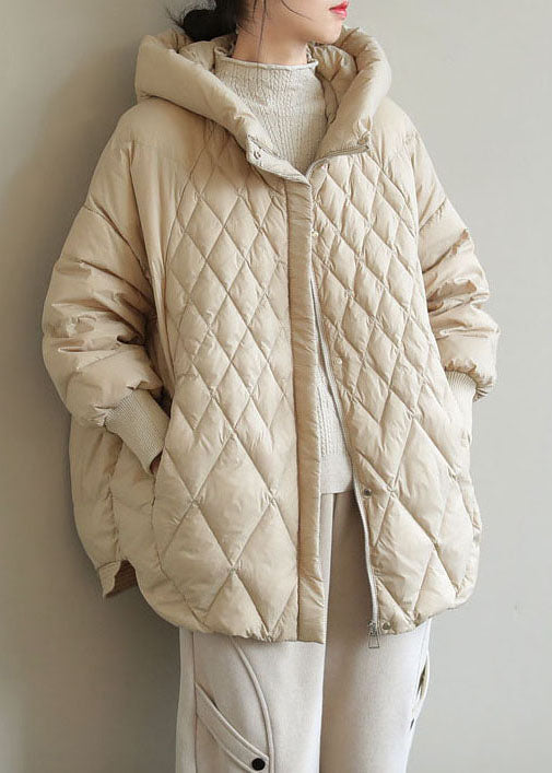 Beautiful Khaki Zip Up Casual Duck Down Winter down coat