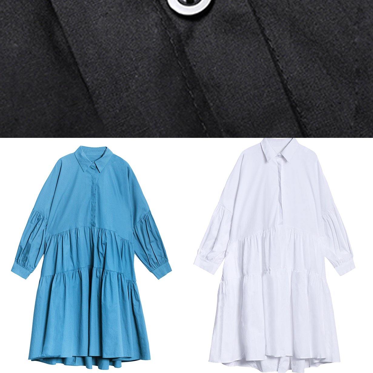 Beautiful Lapel Cinched Spring Clothes For Women Fabrics Blue Dresses