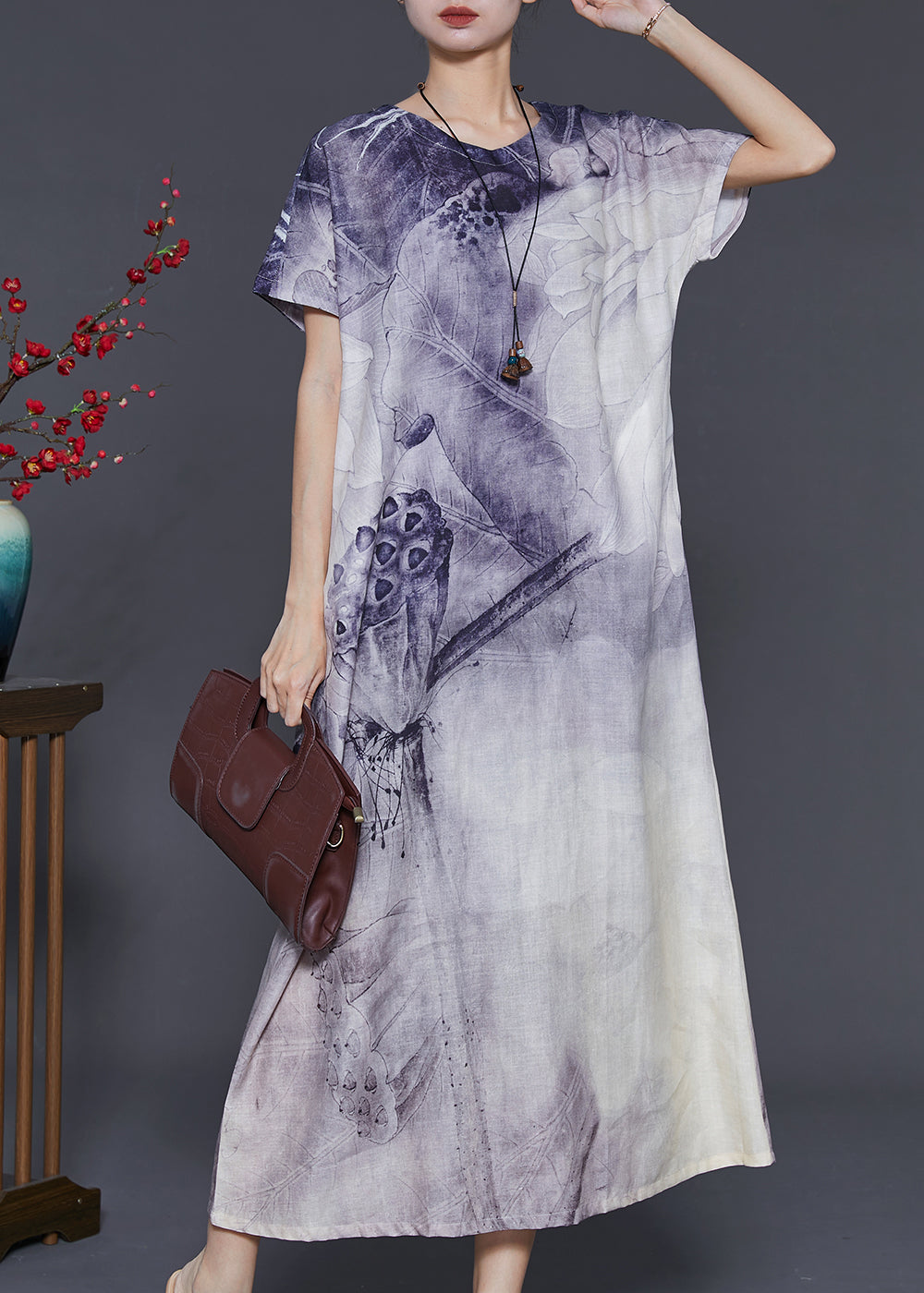 Beautiful Purple Tie Dye Cotton Long Dress Summer