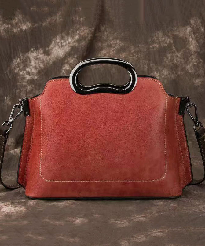 Beautiful Red Embossed Versatile Calf Leather Tote Handbag