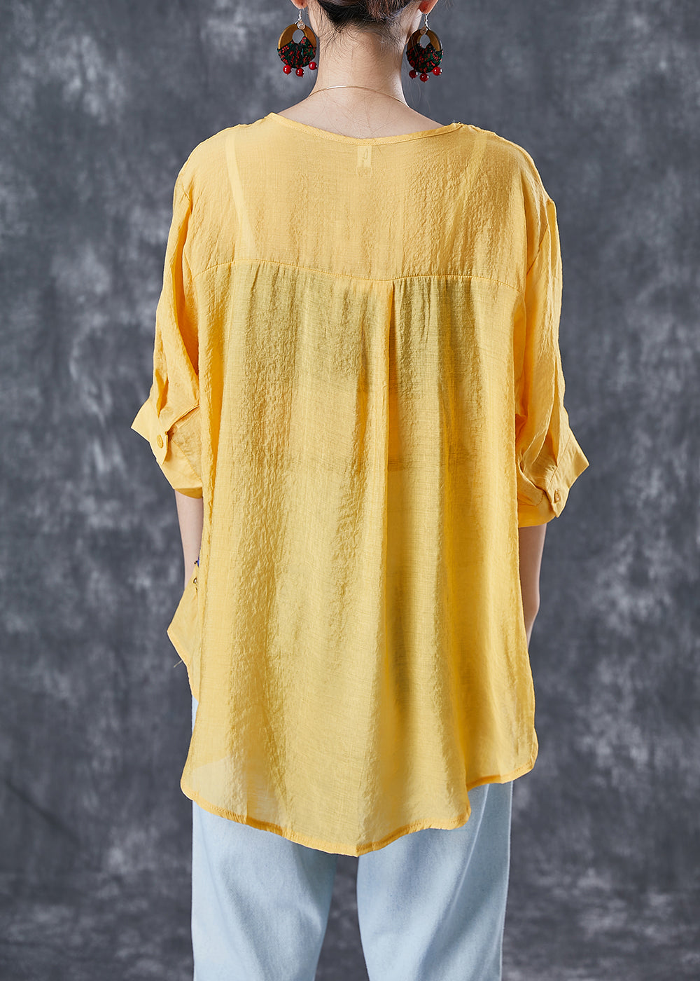 Beautiful Yellow Oversized Patchwork Rivet Cotton Tank Summer