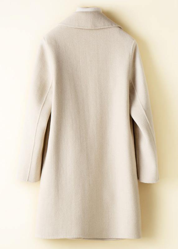 Beautiful beige Fashion tunic pattern design Peter pan Collar Woolen Coats