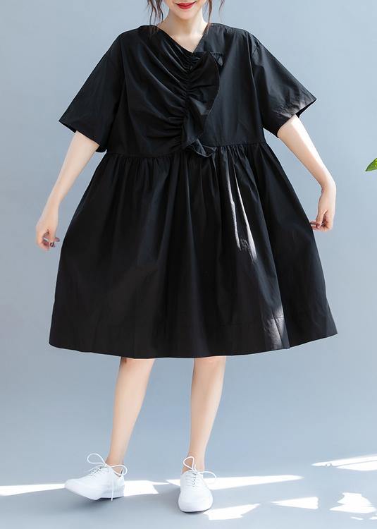 Beautiful black clothes For Women v neck Cinched A Line summer Dress