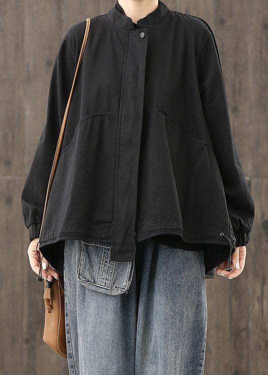 Beautiful black clothes For Women zippered pockets daily tops