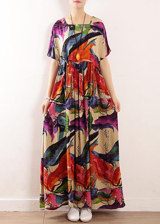 Beautiful floral cotton tunics for women o neck Art summer Dress