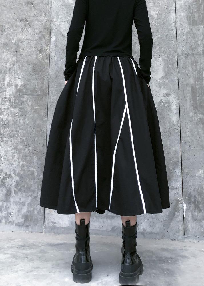 Beautiful high waist cotton asymmetric striped Long Shirts design black long Dresses