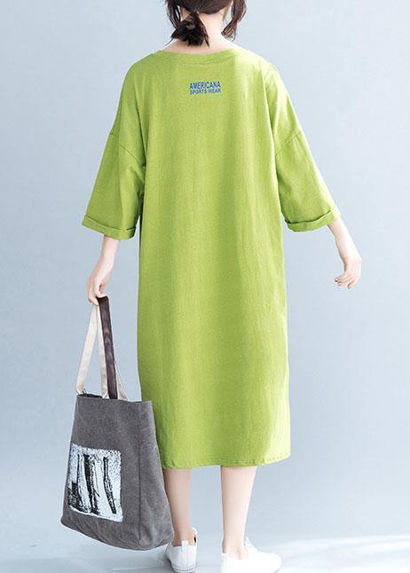 Beautiful o neck half sleeve Cotton tunic pattern Work green Dress