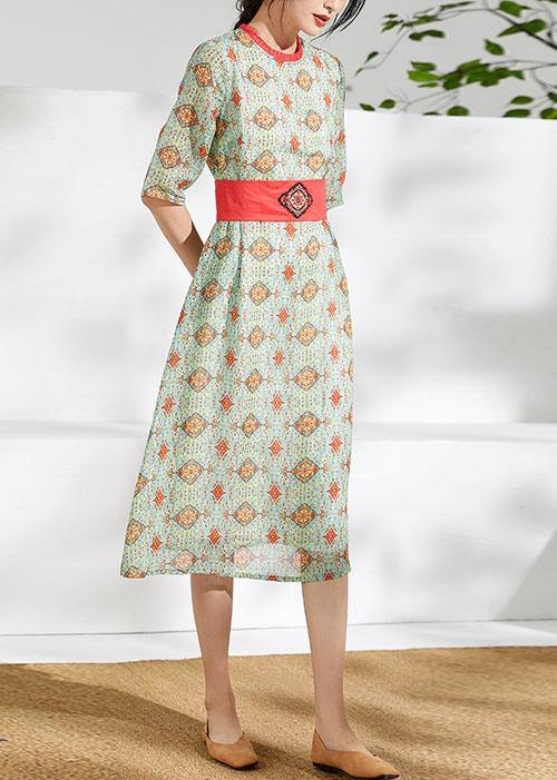 Beautiful o neck pockets linen dress Neckline floral Dresses