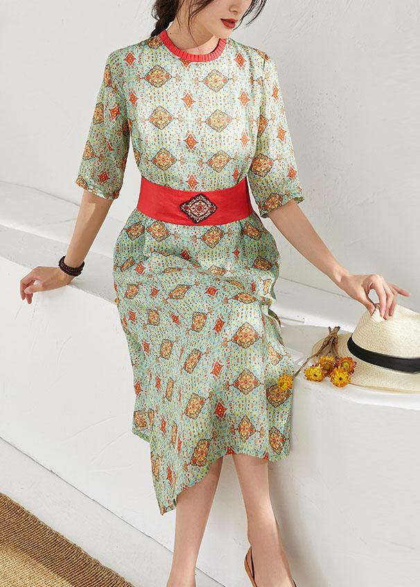 Beautiful o neck pockets linen dress Neckline floral Dresses