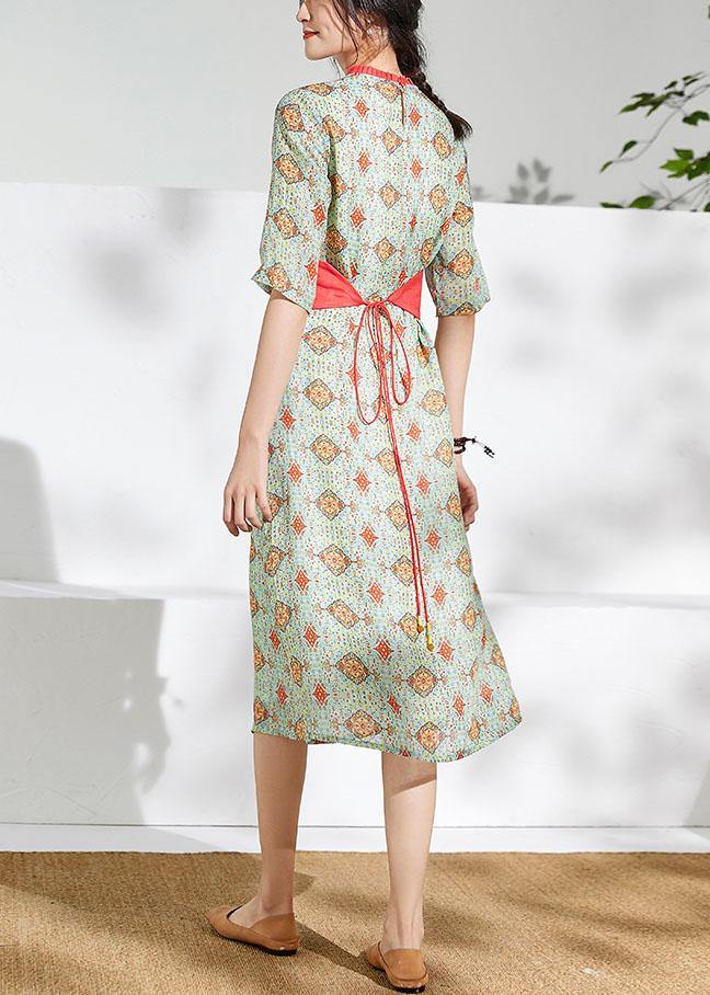 Beautiful o neck pockets linen dress Neckline floral Dresses