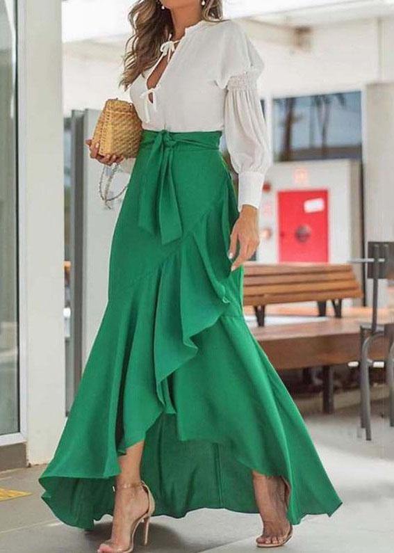 Belt Wrap Hip Fishtail Skirt High Waist Sexy Irregular half length Skirt