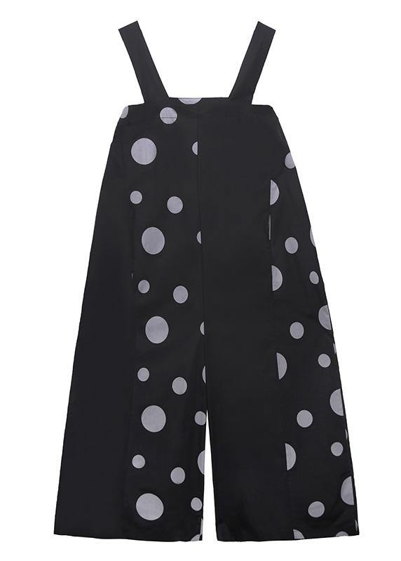 Black polka dot overalls 2025 new loose large size nine points straight wide leg pants