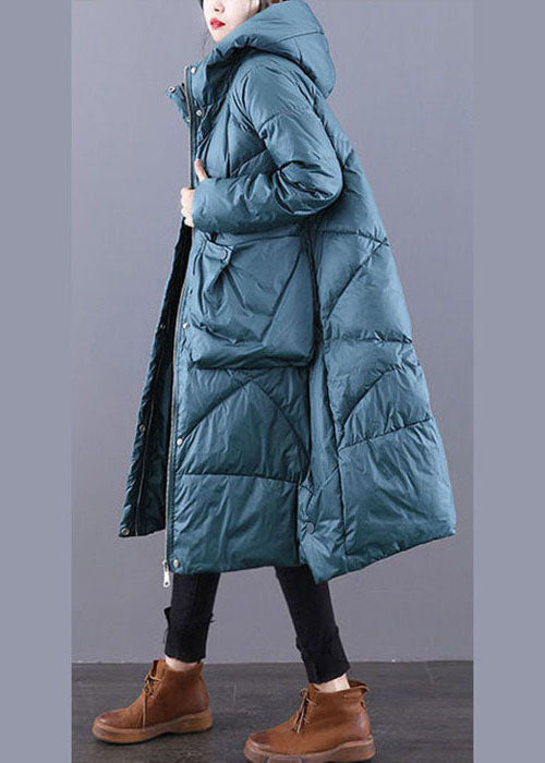 Blue Casual Duck Down Down Coat Zip Up Winter