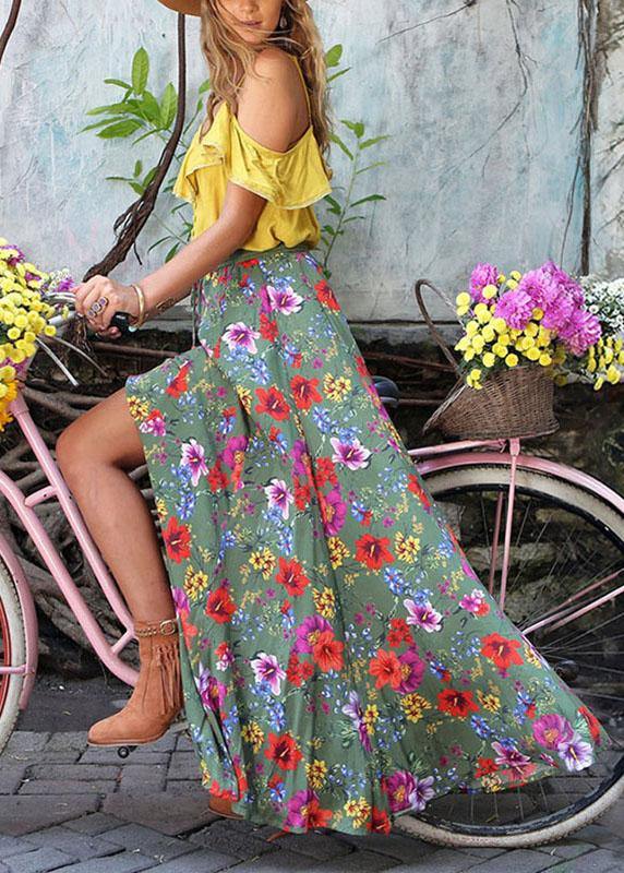 Bohemian Beach Resort Dress With Pleated Print