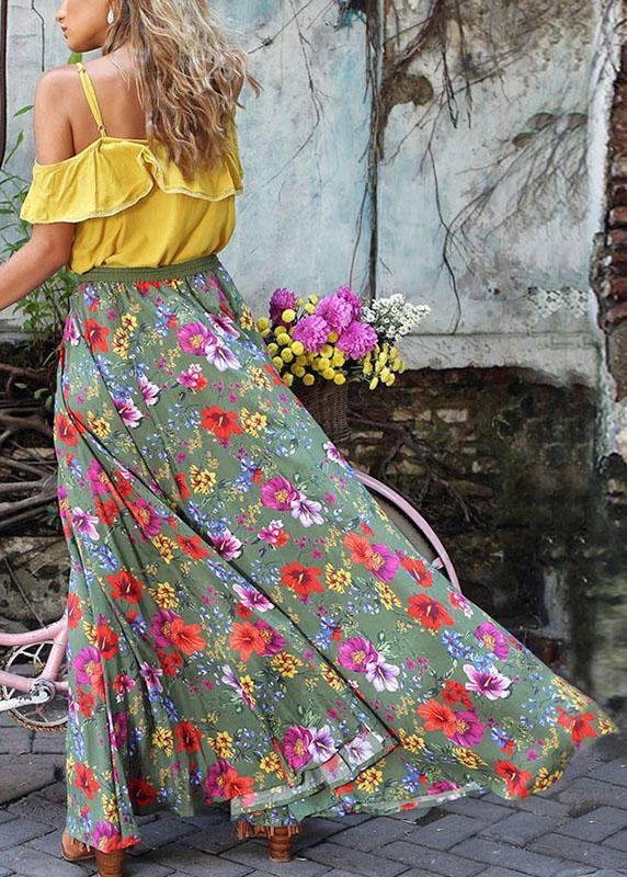 Bohemian Beach Resort Dress With Pleated Print