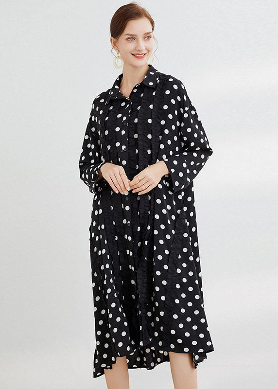 Bohemian Black Dot Peter Pan Collar Print shirts Dresses Spring