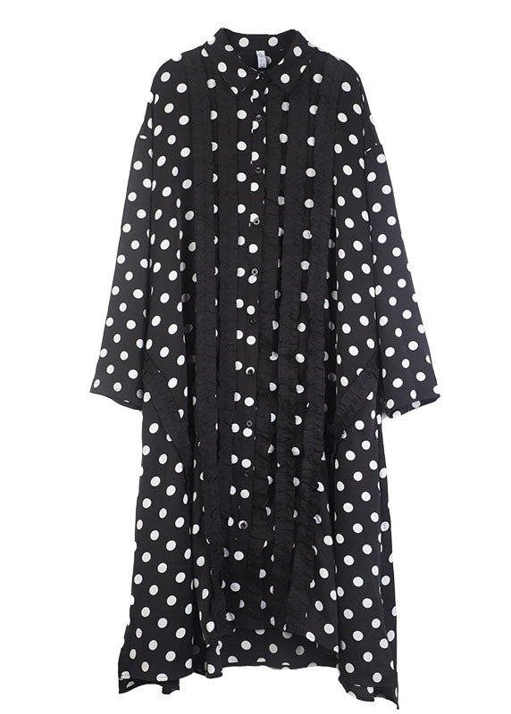 Bohemian Black Dot Peter Pan Collar Print shirts Dresses Spring