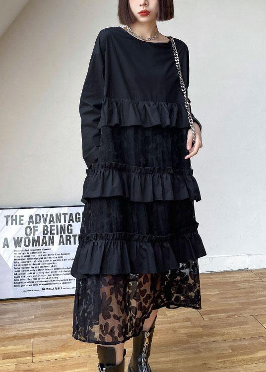 Bohemian Black Ruffles  Fall Lace Dresses