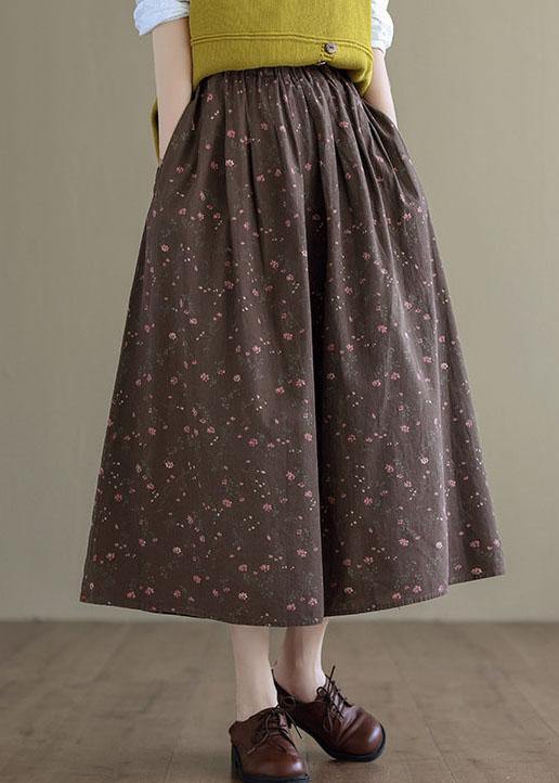 Bohemian Chocolate Loose A Line Summer Pockets Linen Skirts