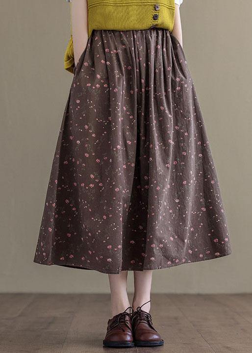 Bohemian Chocolate Loose A Line Summer Pockets Linen Skirts