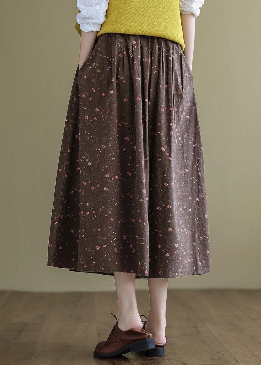 Bohemian Chocolate Loose A Line Summer Pockets Linen Skirts