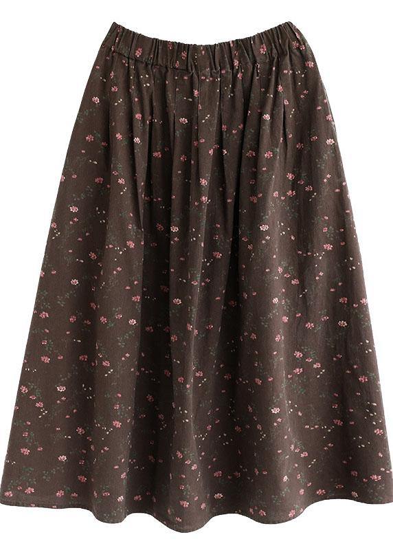 Bohemian Chocolate Loose A Line Summer Pockets Linen Skirts