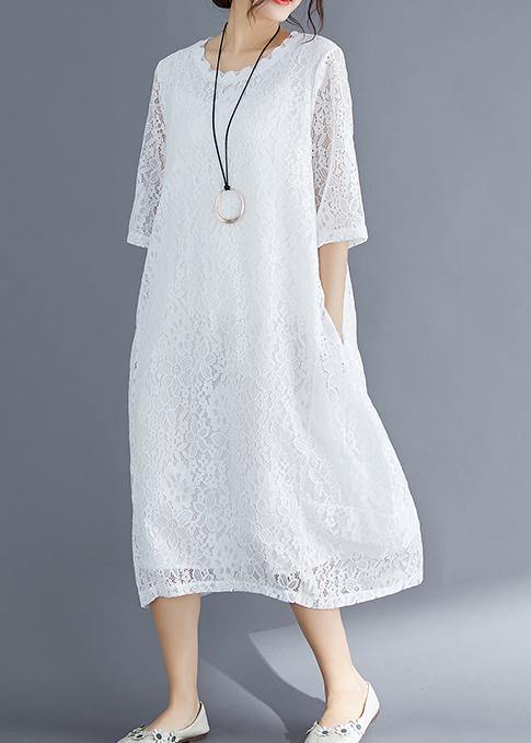 Bohemian Half sleeve o neck cotton Tunics stylish Inspiration white Maxi Dresses Summer