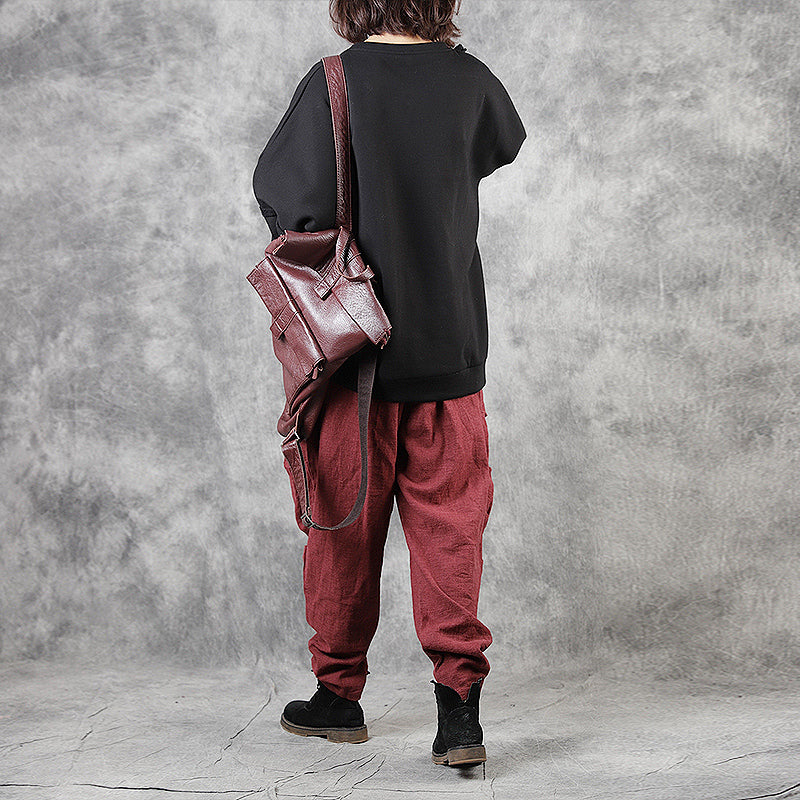 Bohemian Mulberry Pockets Casual Fall Linen Pants