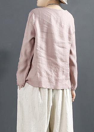 Bohemian O Neck Blouse Fashion Ideas Pink Embroidery Tops