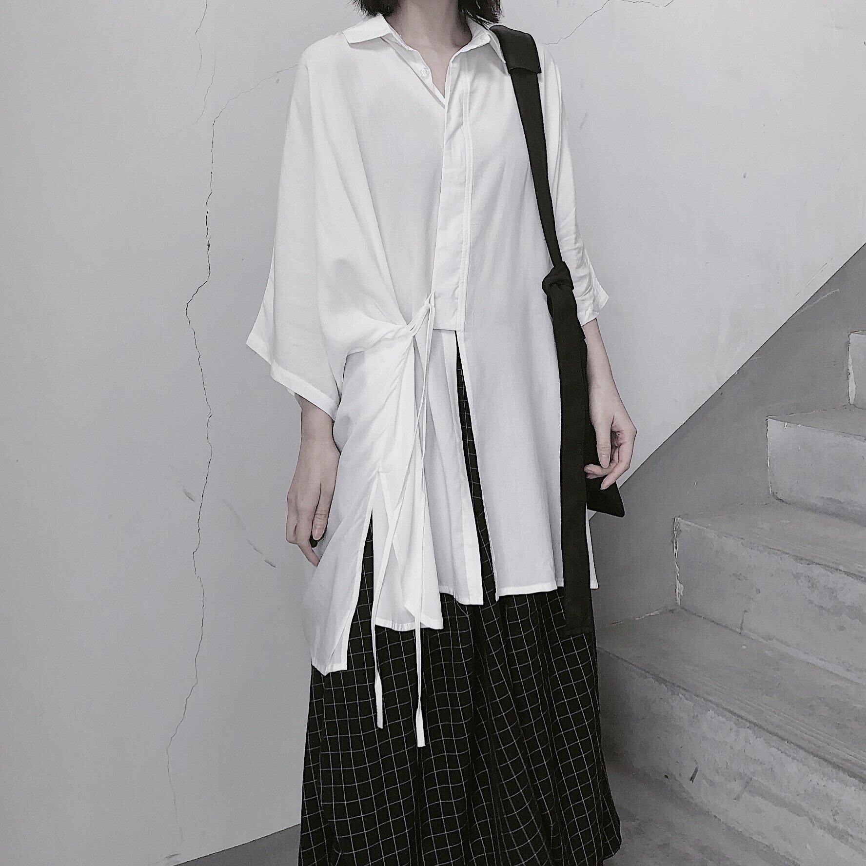 Bohemian White Clothes Lapel Batwing Sleeve Art Shirts