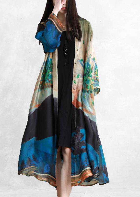 Bohemian Blue Green Print Fine Outfit Outfits Button Down Cardigan