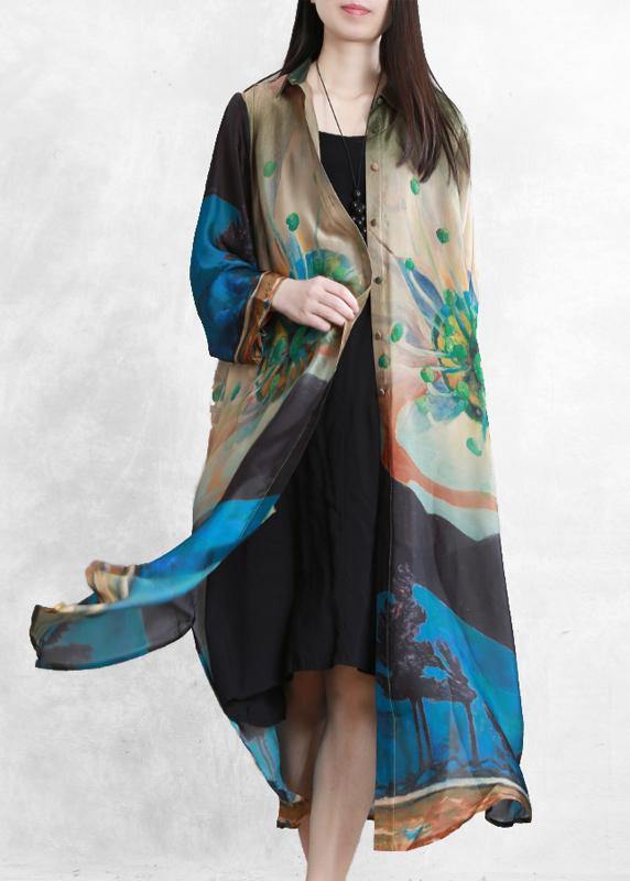 Bohemian Blue Green Print Fine Outfit Outfits Button Down Cardigan