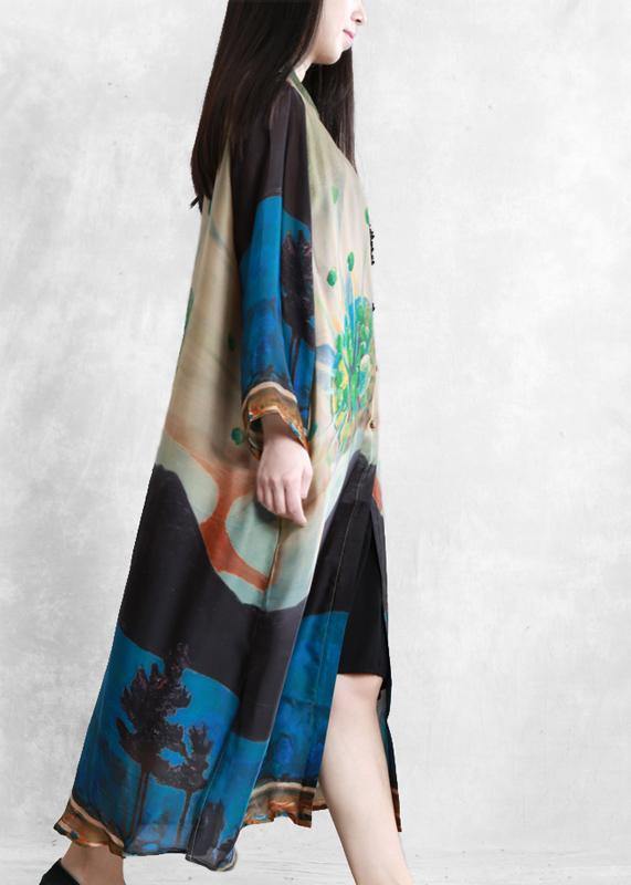 Bohemian Blue Green Print Fine Outfit Outfits Button Down Cardigan