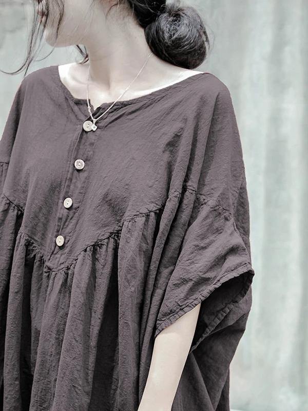 Bohemian gray cotton tunic pattern o neck baggy Kaftan Dresses