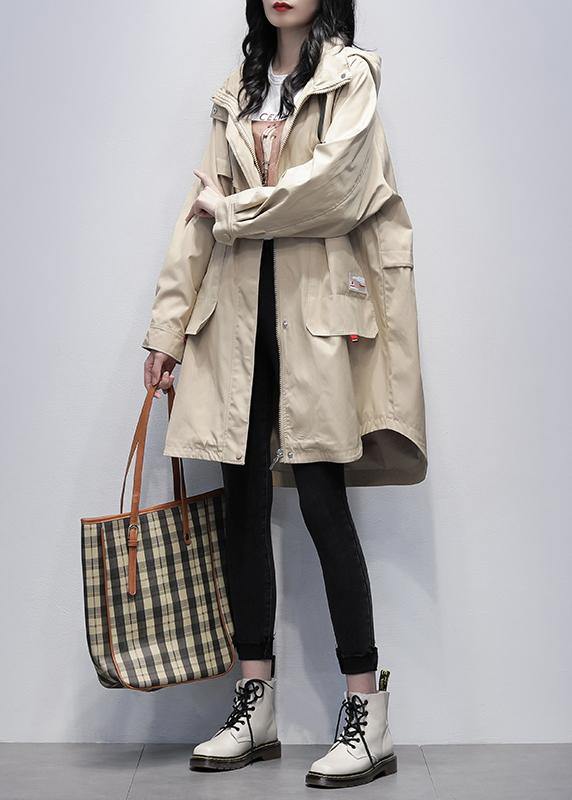 Bohemian khaki Letter  outwear Fashion Ideas hooded zippered women coats