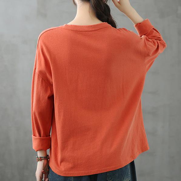 Bohemian o neck patchwork clothes Photography orange tops