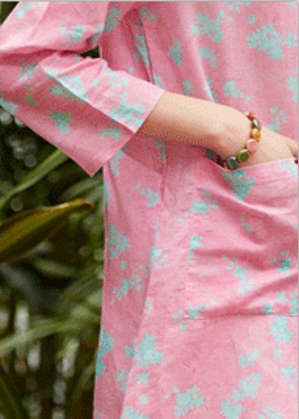 Bohemian pink print linen clothes For Women o neck pockets daily summer Dress