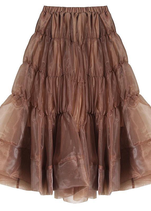 Boho Chocolate Chiffon Cinched Skirts Summer