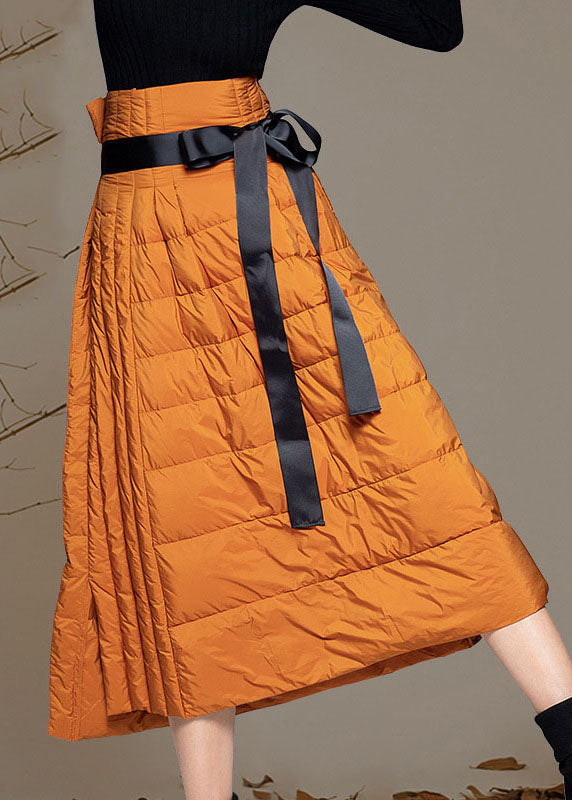 Boho Orange Thick Warm low high design Winter Duck Down Skirts