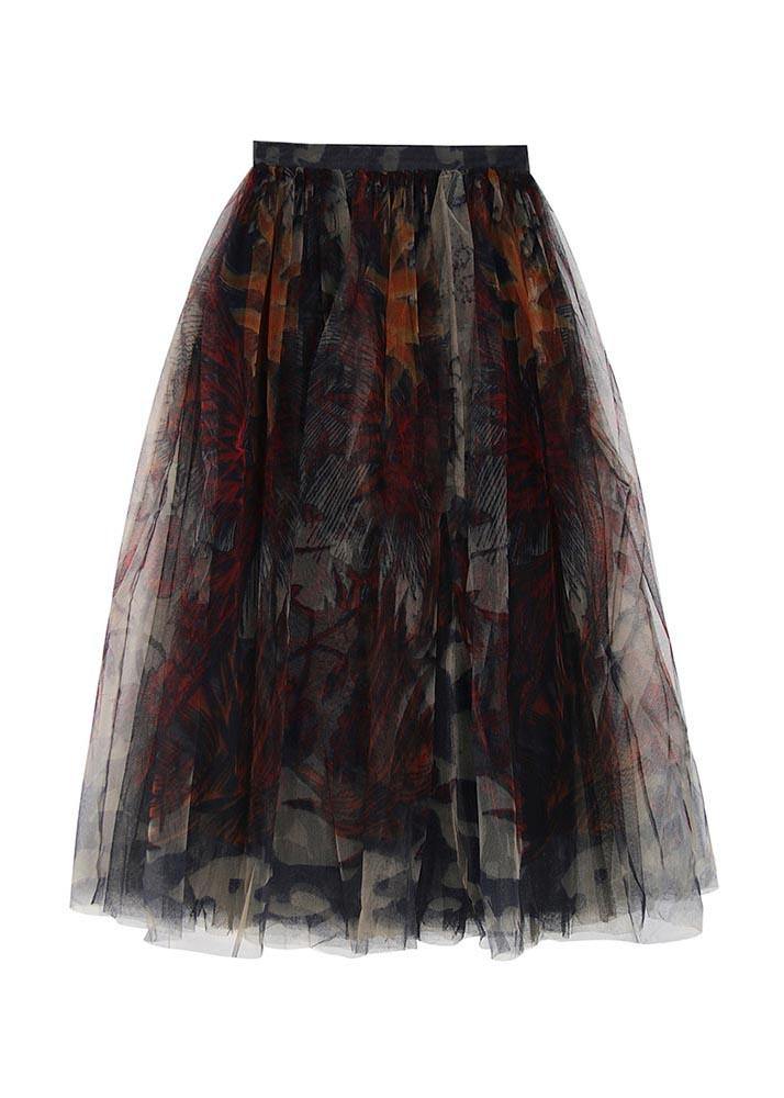 Boutique Black Print asymmetrical design Tiered  Skirt Summer