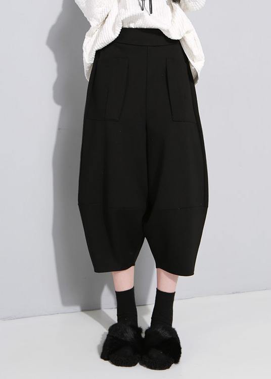 Boutique Black lantern Wide Leg Crop Pants Spring