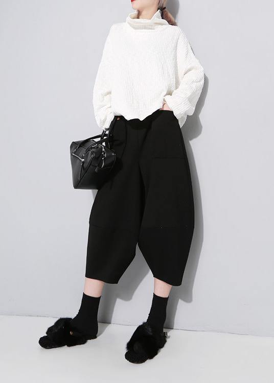 Boutique Black lantern Wide Leg Crop Pants Spring