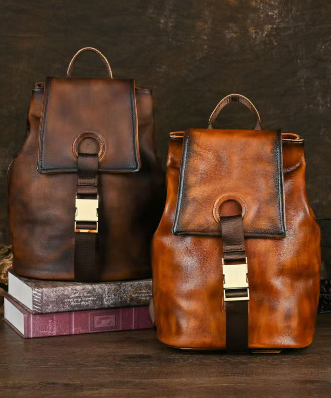 Boutique Brown Large Capacity Calf Leather Backpack Bag