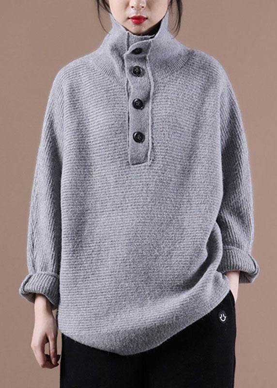 Boutique Grey Knit Casual Fall Sweater