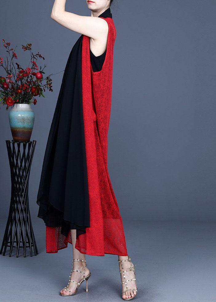 Boutique Red Asymmetrical Summer Maxi Waistcoat Sleeveless