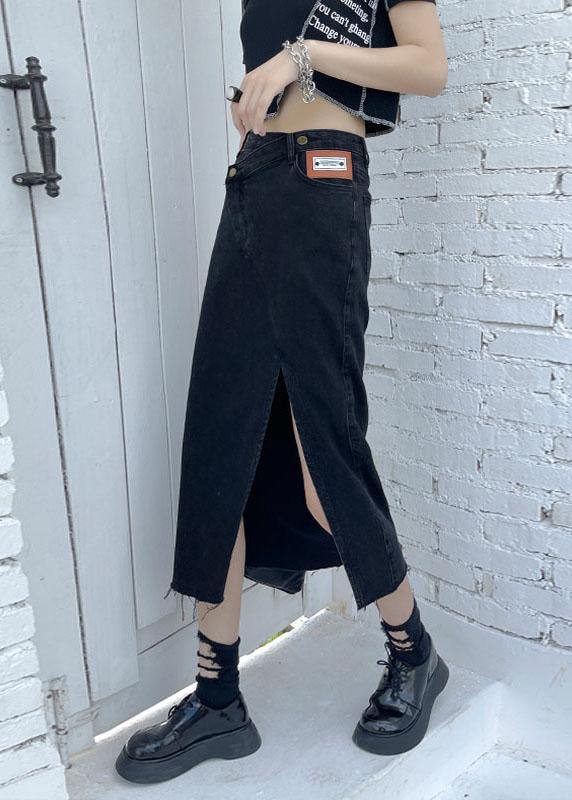 Casual Black Summer High Waist Denim Casual Skirts